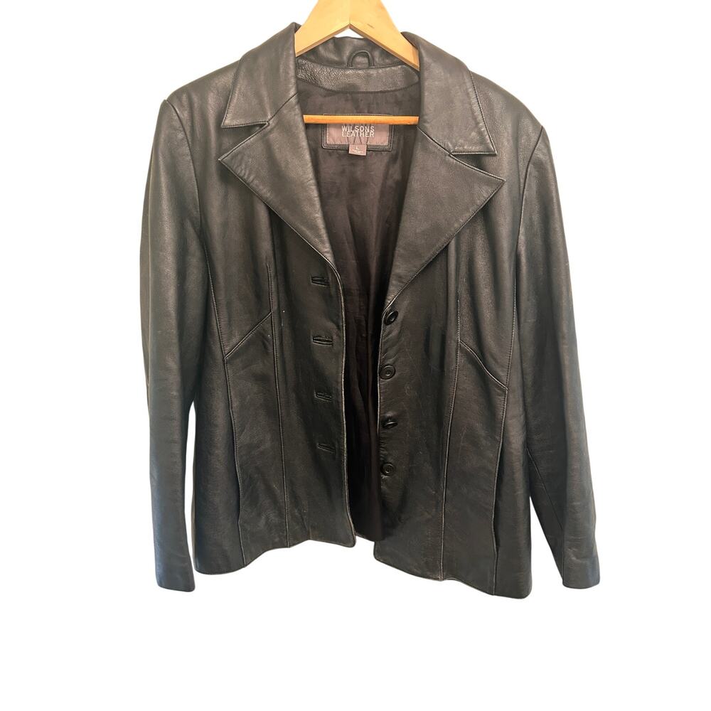 Wilsons Leather Women’s Black Button-Up Jacket | Size L |‎ Classic Style